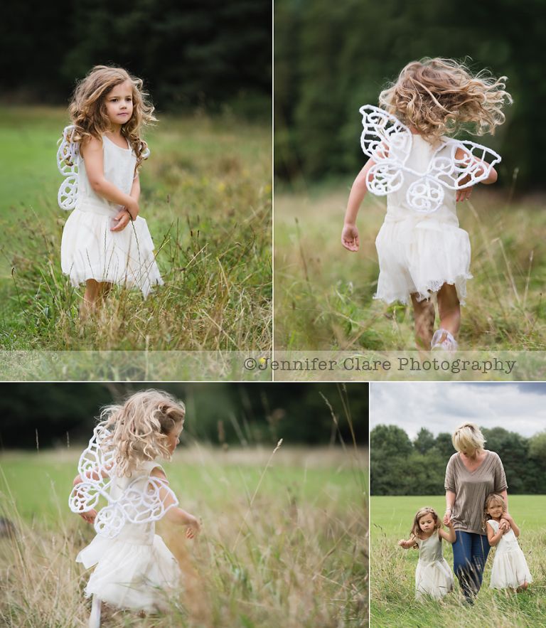 photographs of a little girl in fairy wings